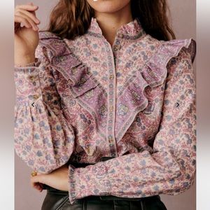 Sezane X Sea NY Gala Shirt Emilia Print Size 4 FR size 36